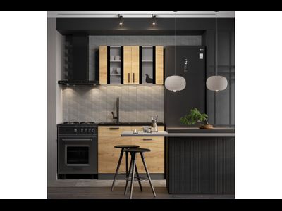 Кухонный гарнитур &quot;Абрау&quot; (1,0м) Белый, Дуб Золотой