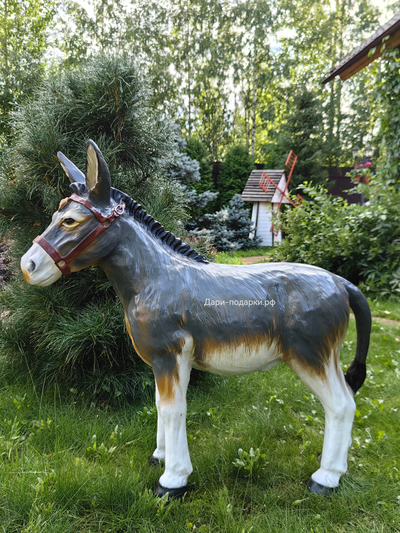 Садовая фигура ОСЛИК С ТЕЛЕЖКОЙ 98*2500см полистоун/дерево Россия ( Ослик без телеги 98*100см 11,7кг - 13940р; телега без ослика 150*60*62см - 12890р)  1,1м3  19348/016708  Экономия при покупке комплекта 2850р