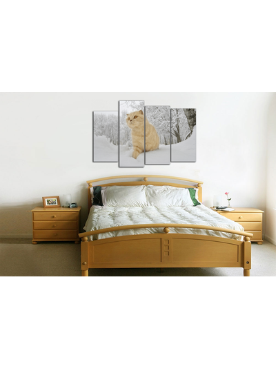 Модульная картина &quot;Рыжий кот в снегу&quot;