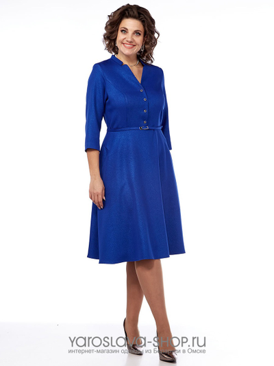 Женское платье А-силуэта насыщенного синего цвета