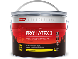 Краска интерьерная латексная PARADE PROFESSIONAL E3 PRO’LATEX3 Белая база А 9 л