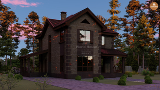 Коттедж из газобетона в два этажа и двумя террасами. Проект №109