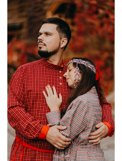 Современная косоворотка "Богатырская" пестрядь