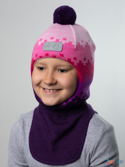 Шапка-шлем  20101-06, цвет фиолетовый, розовый р. 50-52