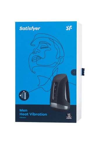 J80012 МАСТУРБАТОР НЕРЕАЛИСТИЧНЫЙ SATISFYER MEN HEAT VIBRATIION, СИЛИКОН, ЧЁРНЫЙ, 15 СМ.