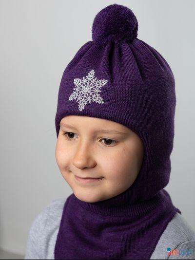 Шапка-шлем 23101-04 с утеплителем, хб подклад, фиолетовый 50-52