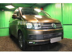 Защита радиатора Volkswagen T6 (Multivan,Caravelle) 2015- (2 части) black низ