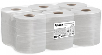 Бумажные полотенца с центральной вытяжкой Veiro Professional Basic KP105, 1-слойные, белые, 300 метр