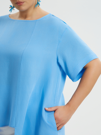 Топ с оригинальным вырезом бирюзового цвета