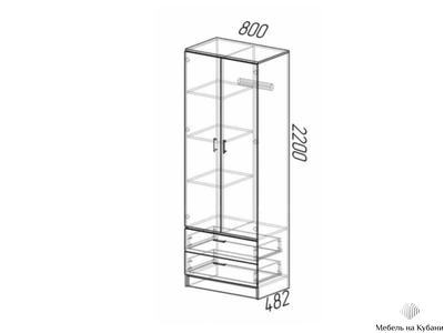 Дуэт шкаф комбинированный Ясень шимо темный/Ясень шимо светлый