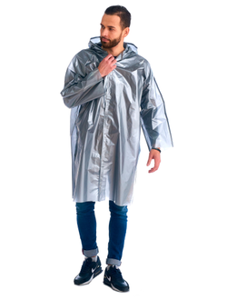 Плащ-дождевик -Люкс" на липучке ПВД 80 мкр. серебро, пропаянные швы (х50)