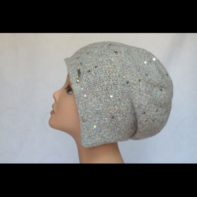 Шапка капор вязаная женская с пайетками Vizio 6444 Италия белая фото