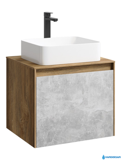 Тумба под умывальник Aqwella Mobi-60, цвет дуб балтийский/бетон светлый