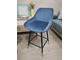Полубарный стул цвет серо-синий на металле с золотыми наконечниками