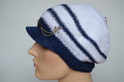 Летняя кепка вязаная vizio 5038 белая с синим