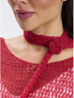 Кофта прозрачная вязаная оверсайз с шарфом