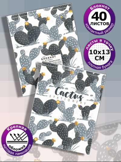 Блокнот CACTUS stationery для заметок в точку 4 шт., А6, 40 листов