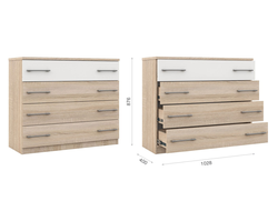 Комод 4ящ Дуб сонома/Белый