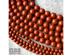 Яшма красная, шары 6,5-6,7/7,9-8,2/9,6-10,1/12,1-12,4 мм, цена за нить 18 см