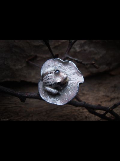 &quot;Бархатная весна&quot;, необычное арт-нуво кольцо с лягушкой и жемчужиной