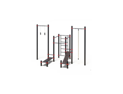 Воркаут комплекс: турник-3, канат, кольца, стенка, пресс-скамья-2 Д-108 AVW023