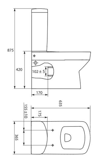 Унитаз компакт Cersanit PURE SP с крышкой дюропл.Lifting ,подв. воды PUR011, Механизм слив..3/6л