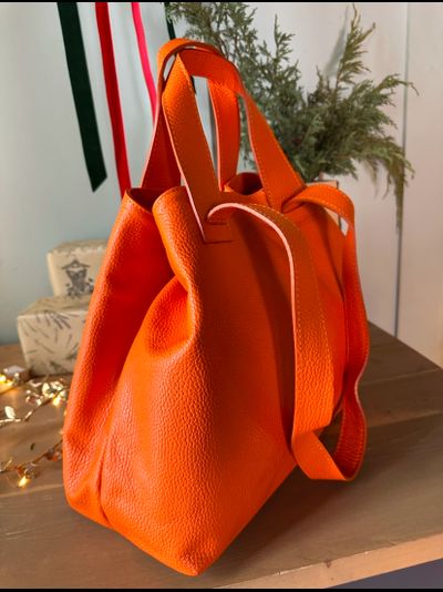 Женская сумка шоппер из натуральной кожи Vera Pelle цвет оранжевый 022033