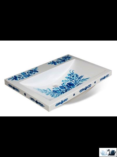 Раковина Эстет Monako 60 х 50 см Каменная на столешницу. Ручная роспись. Купить в магазине Маруся