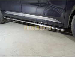 Пороги овальные с проступью 75х42 мм ТСС для Exeed VX 2023-