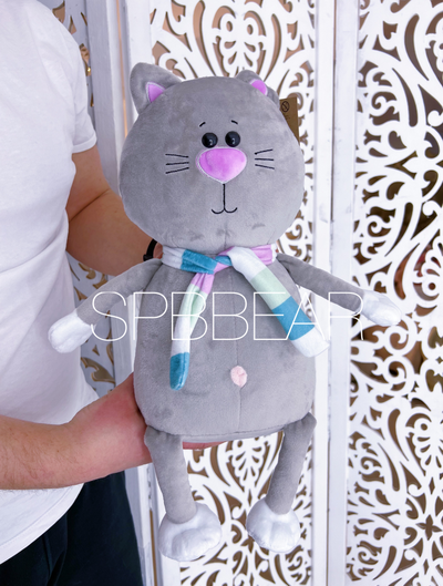 Плюшевый кот 40 см серый Томас