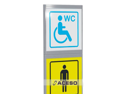 Пиктограмма тактильная, модульная "Мужской общественный туалет с кабиной доступной для инвалидов на