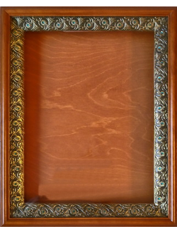 Киот деревянный с басменной рамой, декорированной оригинальными кристаллами "Swarovski" для иконы фо