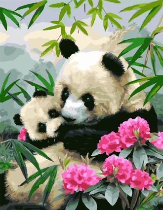 Картина по номерам - Милые панды, 40*50 см