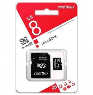 micro SDHC 8GB карта памяти Smartbuy