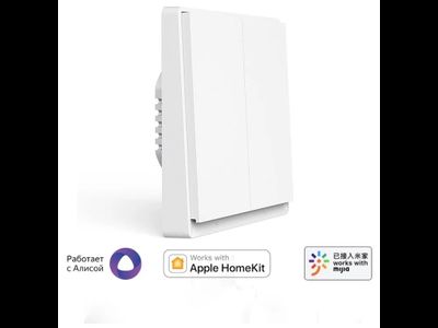 Умный Выключатель Aqara E1 (CN) без нулевой линии 2 клавиши QBKG39LM