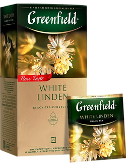 Чай Greenfield White Linden (Вайт Линден), черный, 25 пакетиков
