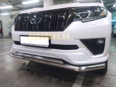 Защита переднего бампера двойная d60/42 для Toyota Land Cruiser Prado 150 Black Onyx (2020-...)