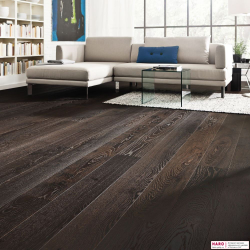 Декор паркетной доски Haro Дуб Термо Форте Браш 4V 1-пол, масло 531766 в интерьере гостиной