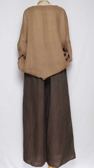 Блуза свободная "Полоски люрекс" черная, бежевая до р.54