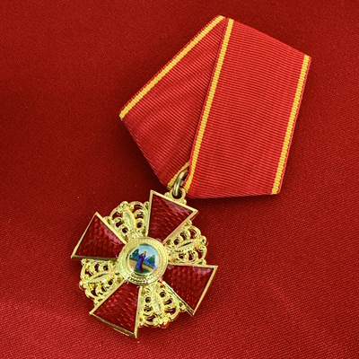 Орден Святой Анны 3-й степени, на колодке с  муаровой лентой. Полноразмерная копия LUX! Лот № 96.