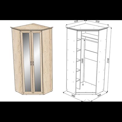 Шкаф Фиери угловой с зеркалом