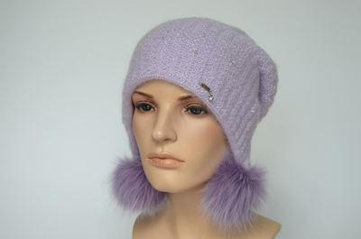 Итальянская шапка ушанка лавандового цвета Визио 1120