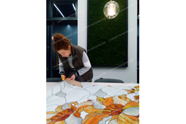 витражная пленка декор цветы-изготовление