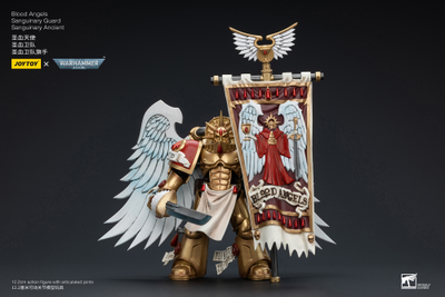 Знаменосец Сангвинарной гвардии Кровавых Ангелов (Warhammer 40k) - КОЛЛЕКЦИОННАЯ ФИГУРКА 1/18 Blood Angels Sanguinary Guard Sanguinary Ancient (JT6199) - JOYTOY