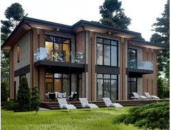 Проект Дома из газобетона в два этажа и гаражом на две машины - 271 м2