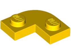 Plate, Round Corner 2 x 2 with 1 x 1 Cutout, Yellow (79491 / 6365891)