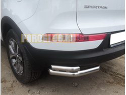Защита заднего бампера угловая двойная  d60/42 для Kia Sportage 2010-2015