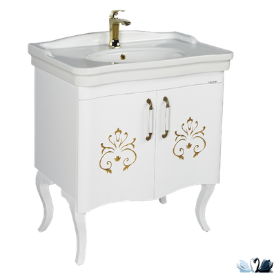 Раковина Creavit Antik Gold AN080.A0000 80 х 50 см подвесная, глянец белоснежного цвета с золотым декором