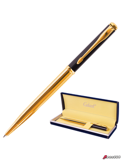 Ручка подарочная шариковая GALANT «ARROW GOLD», корпус черный/золотистый, детали золотистые, узел 0,7 мм, синяя. 143523