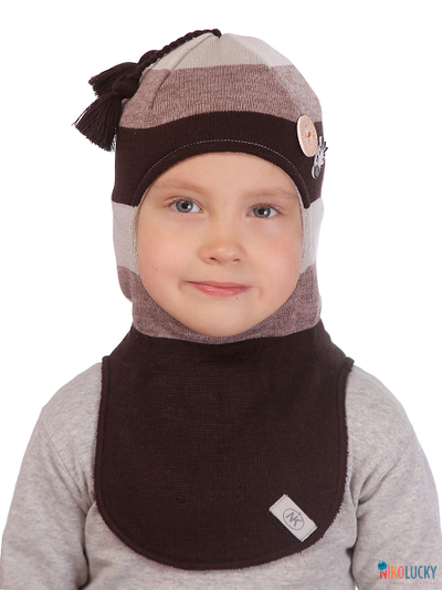 Шапка-шлем "Зоопарк" 19201-01, цвет темно-коричневый, р. 52-54